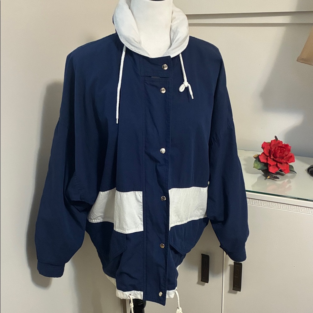 Vintage Dark Blue and White Jacket Size M